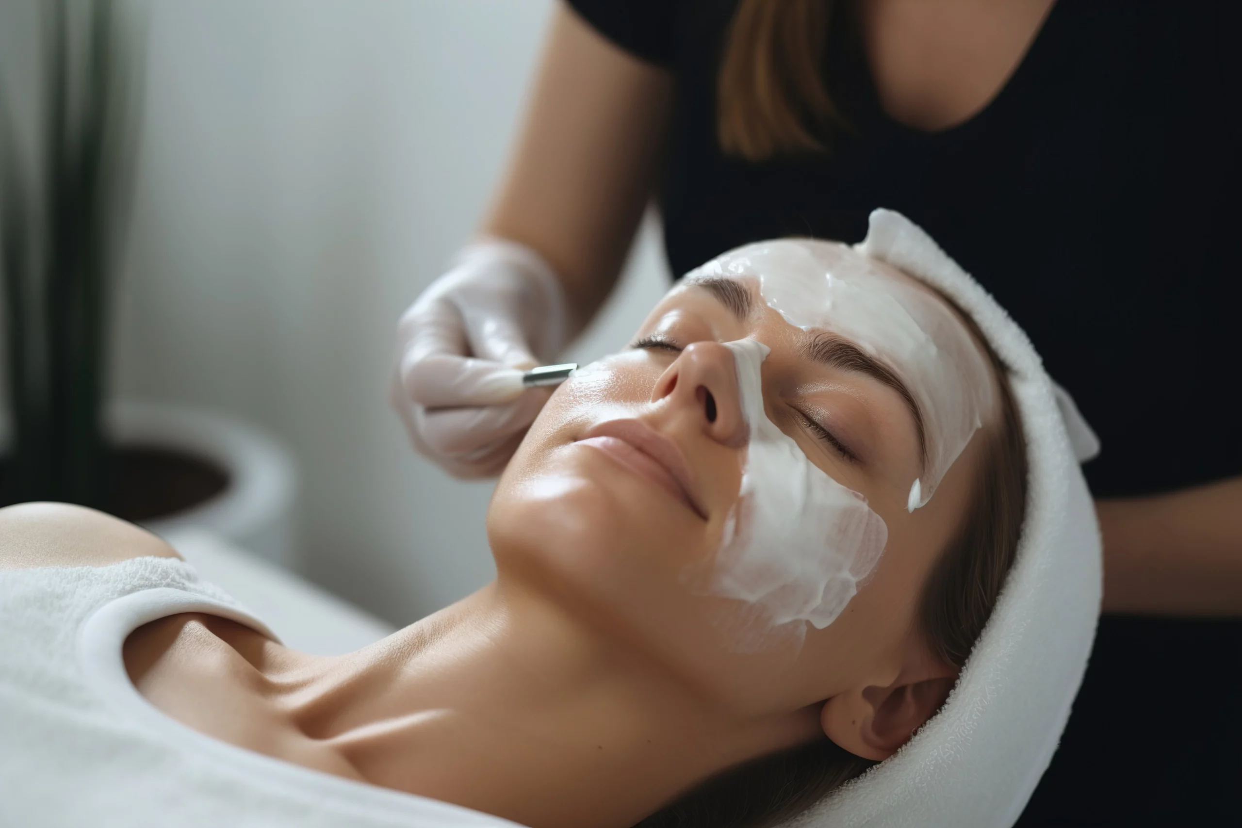 Peel application on woman face | Sorelle Aesthetics LLC | Orefield, PA